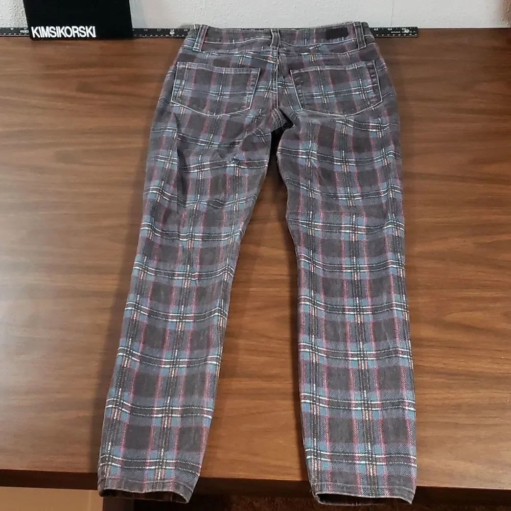 PAIGE Womens HOXTON ANKLE High-Rise Skinny Black Atlantic Tartan Plaid Jeans 26 - Picture 6 of 14